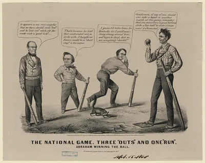 The National Game. Three Outs and One Run. Abraham Winning the Ball.