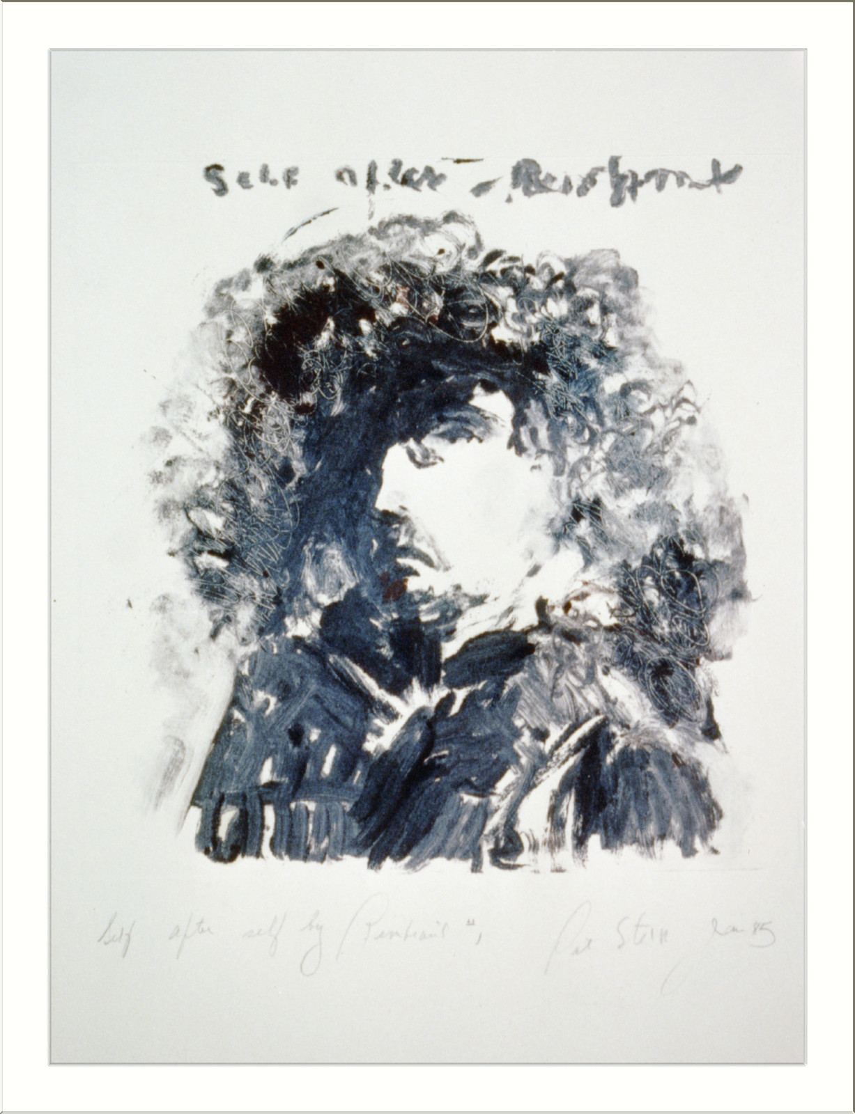 Self after self by Rembrandt, 1985 — historic print