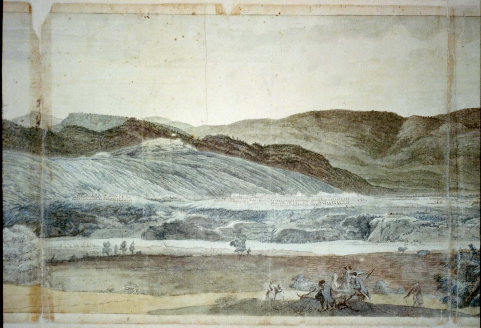 [Panoramic view of West Point, New York showing American encampments on the Hudson River], [1778?] — historic drawing