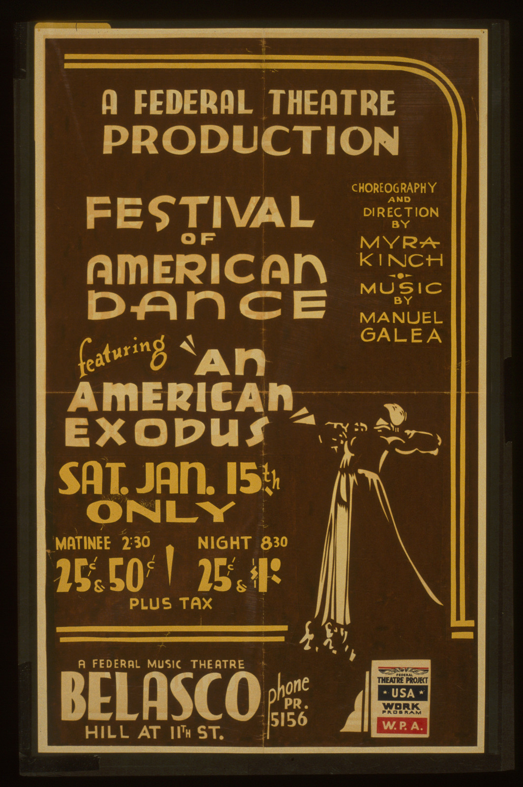 A Federal Theatre production festival of American dance featuring An American exodus, 1938 — vintage poster
