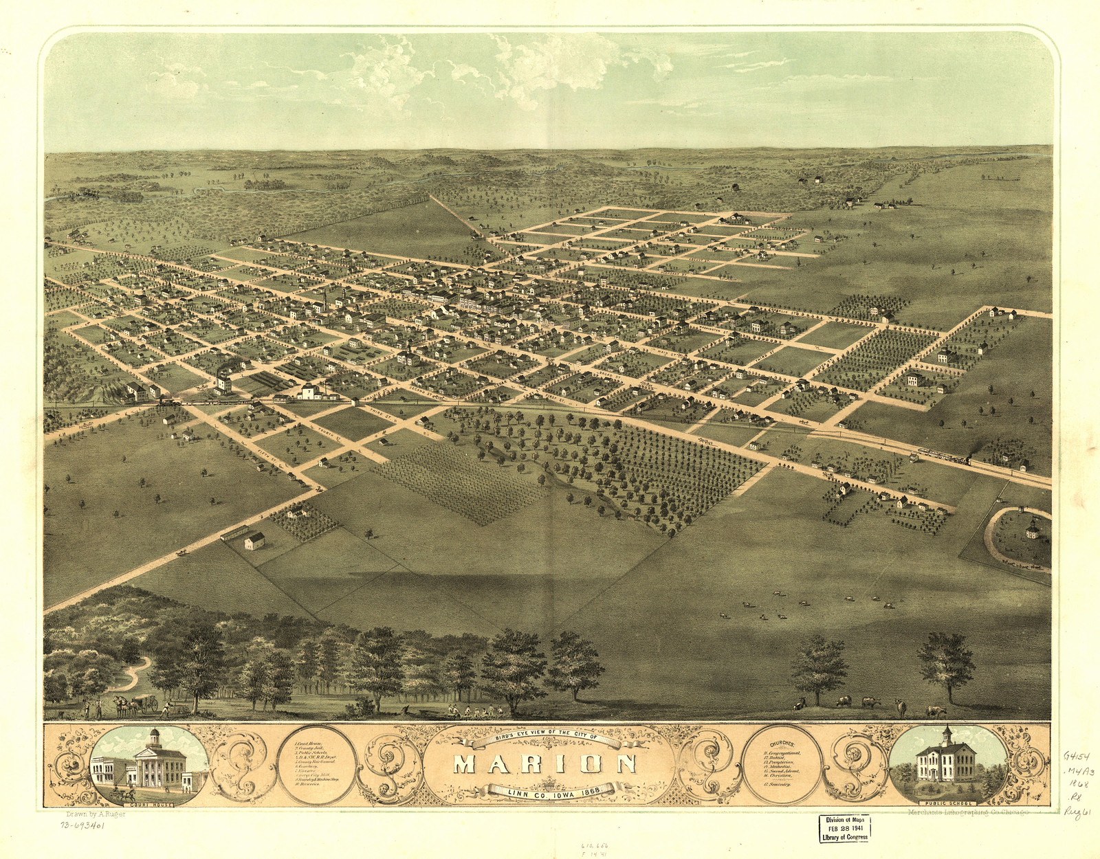Marion, Iowa, 1868, 1868 — antique map