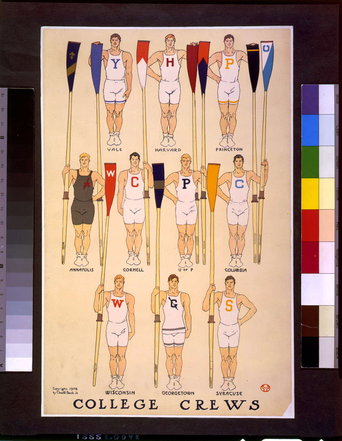 College crews, c1908. — vintage poster