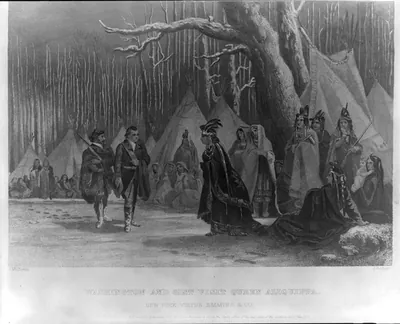 Washington and Gist visit Queen Aliquippa [1754]