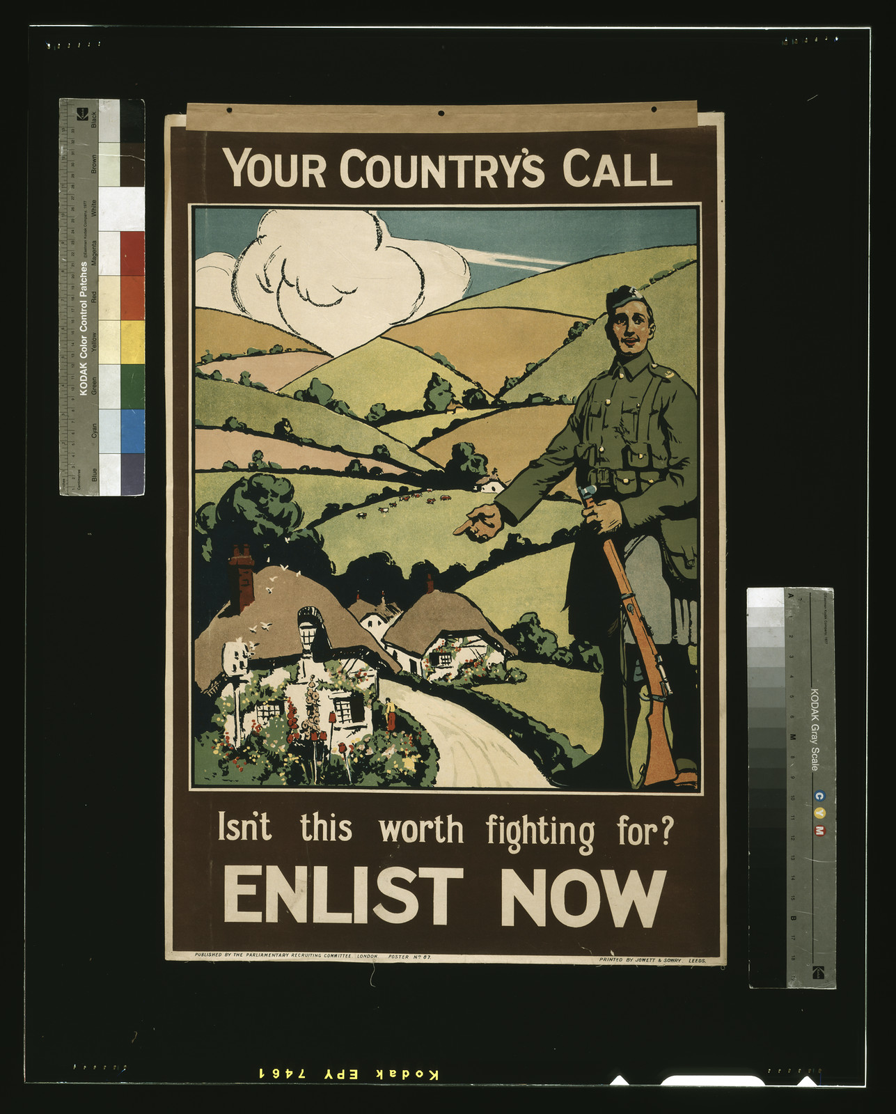 Your country's call. Isn't this worth fighting for? Enlist now / printed by Jowett & Sowry, Leeds., London : Parliamentary Recruiting Committee, [1915] — vintage poster