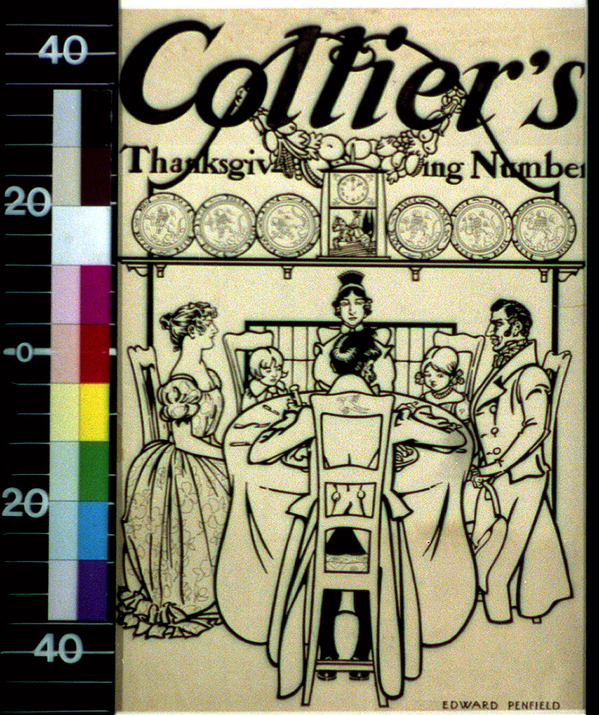 Collier's Thanksgiving Number cover, dinner table scene — historic image