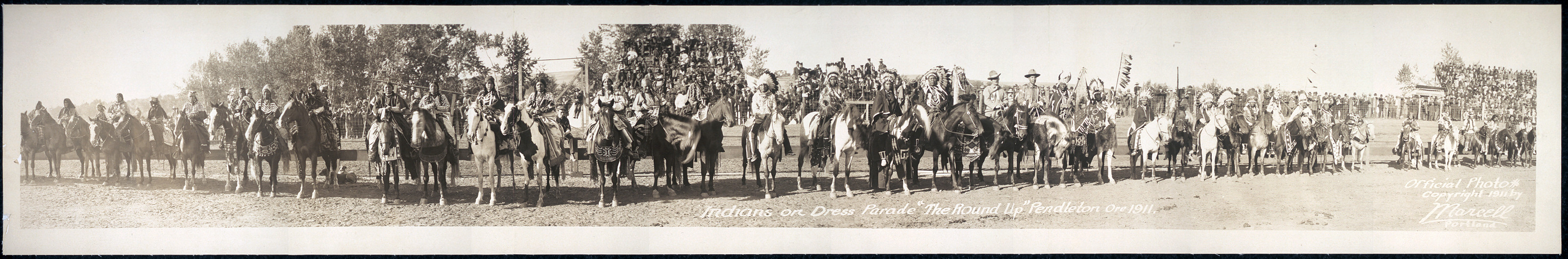 Indians parade Round-Up Pendleton, Oregon, 1911, 1911 — historic image