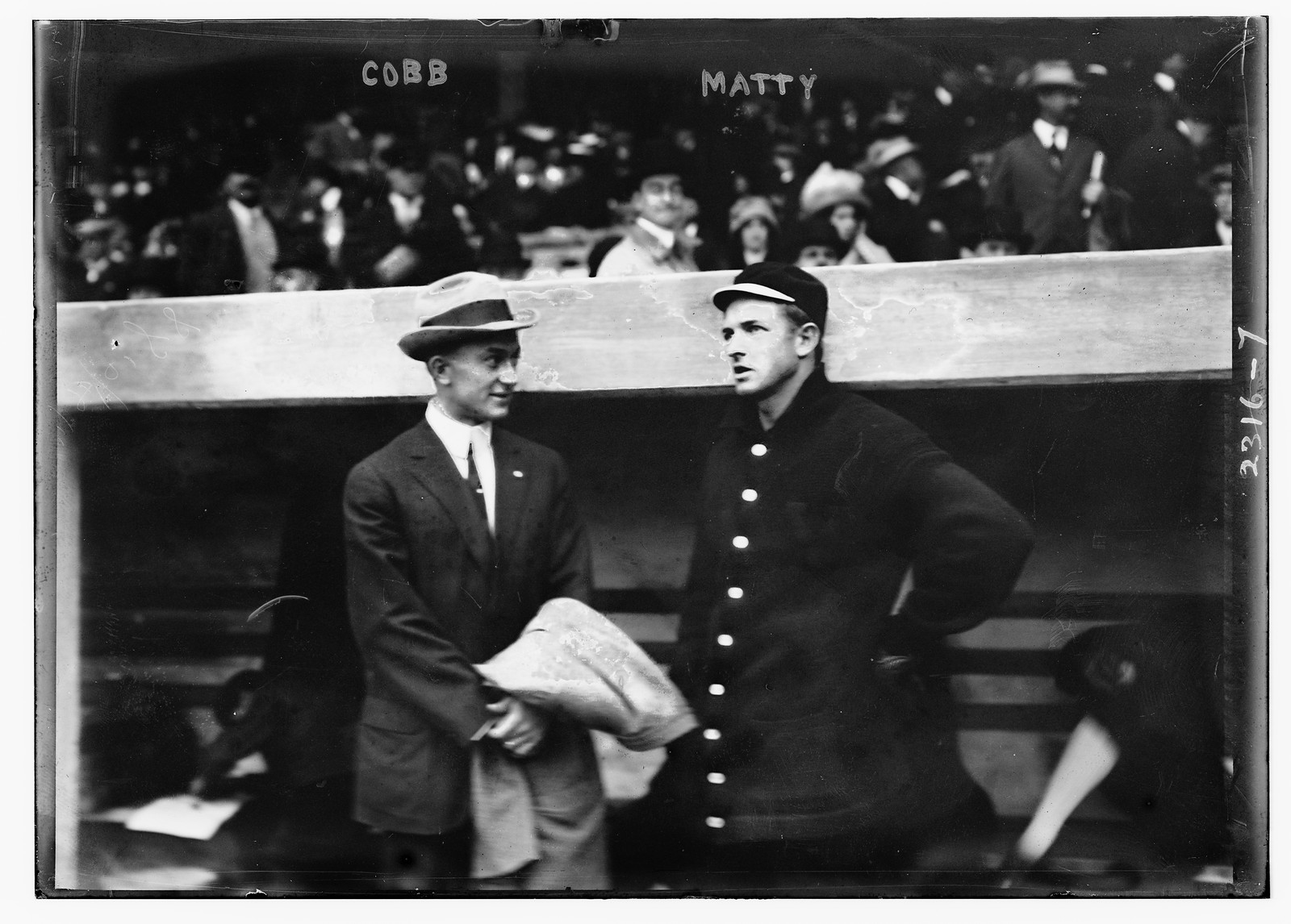 Ty Cobb & Christy Mathewson, New York, NL during World Series (baseball), [1911] — historic photograph