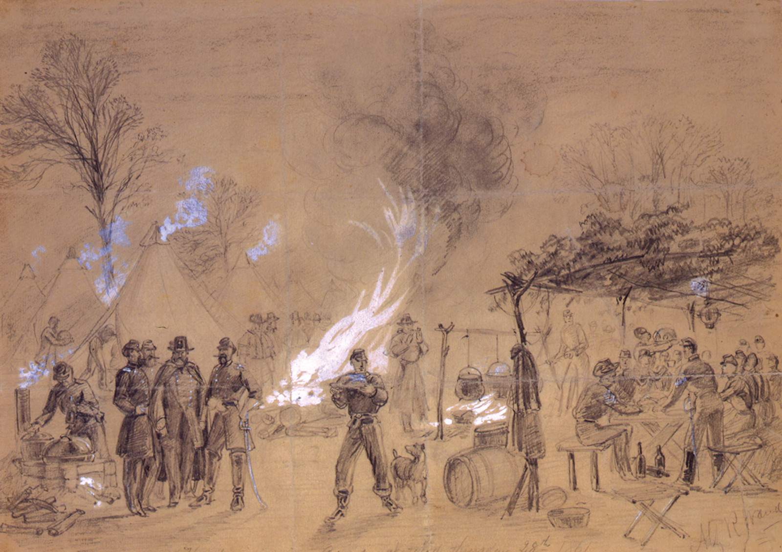 Thanksgiving In Camp Sketched Thursday 28th, 1861, November 28, 1861 — historic drawing