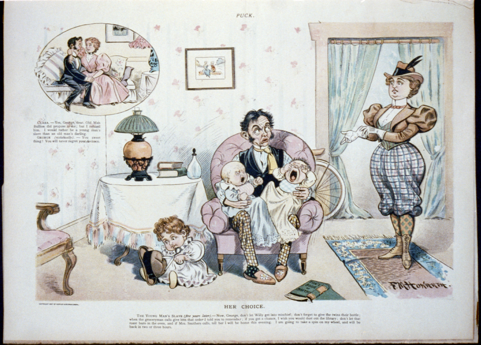 Her choice. The young man's slave (five years later), 1897 — antique lithograph