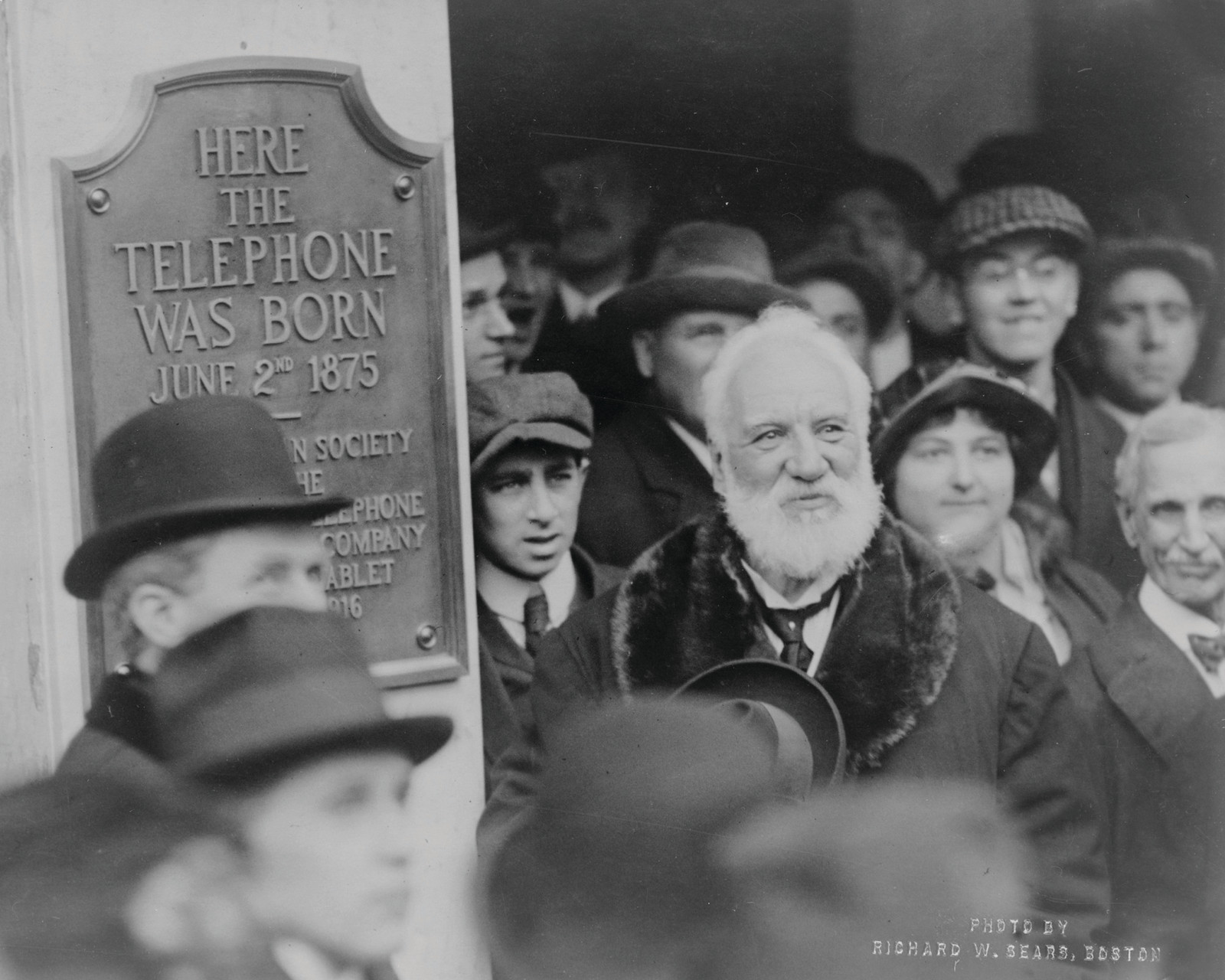 Alexander Graham Bell At The Unveiling Of A Plaque Commemorating The 1876 Invention Of The Telephone, Boston, Mass. Photo by Richard W. Sears, c. 1916 — historic photograph