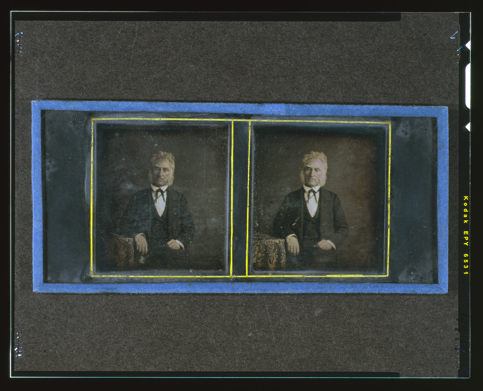 [John McAllister, three-quarter length portrait, seated, facing front with arm resting on table with tablecloth], [ca. 1852] — historic photograph