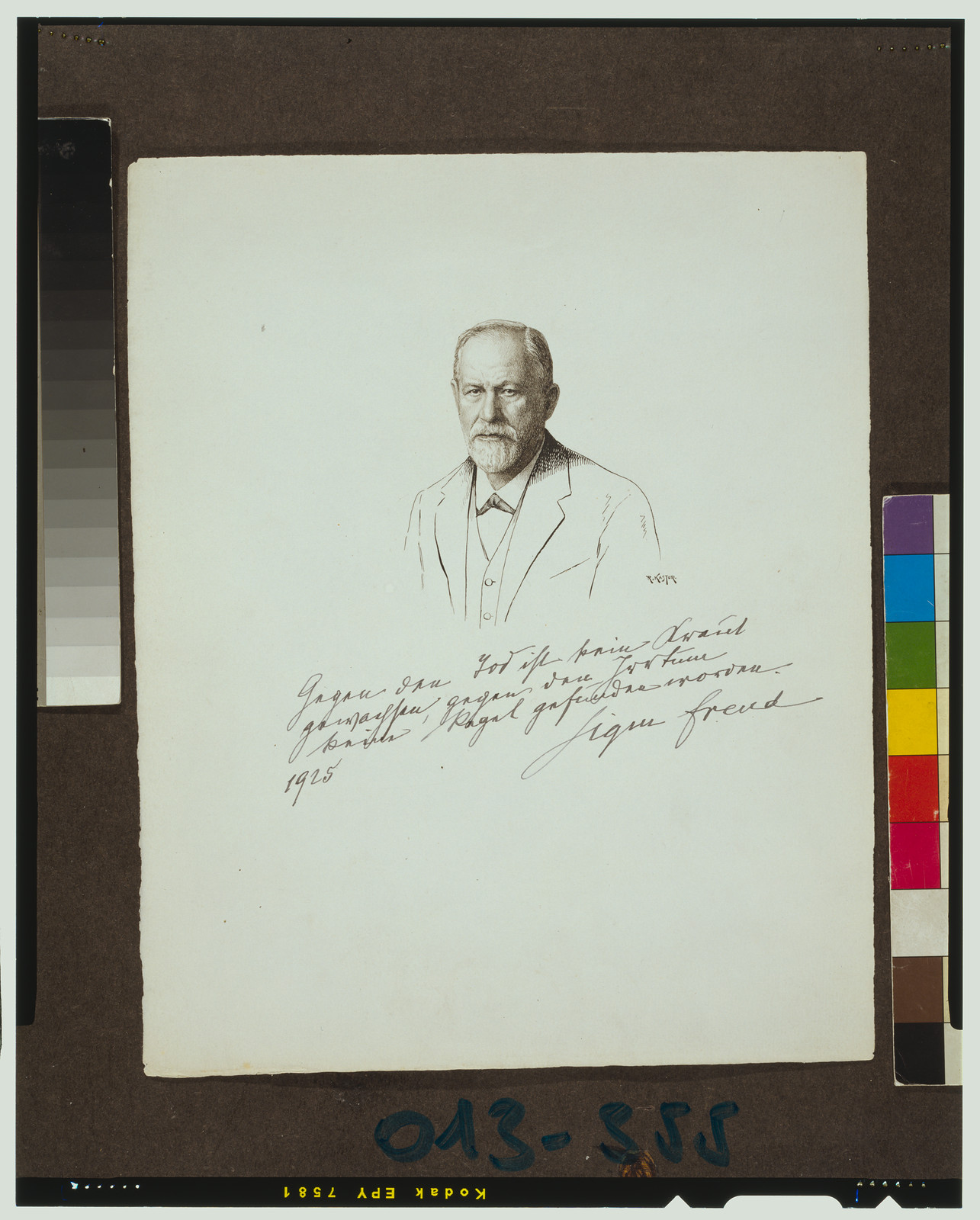 [Sigmund Freud, head-and-shoulders portrait, facing slightly left] / R. Kastor., 1925 — historic drawing