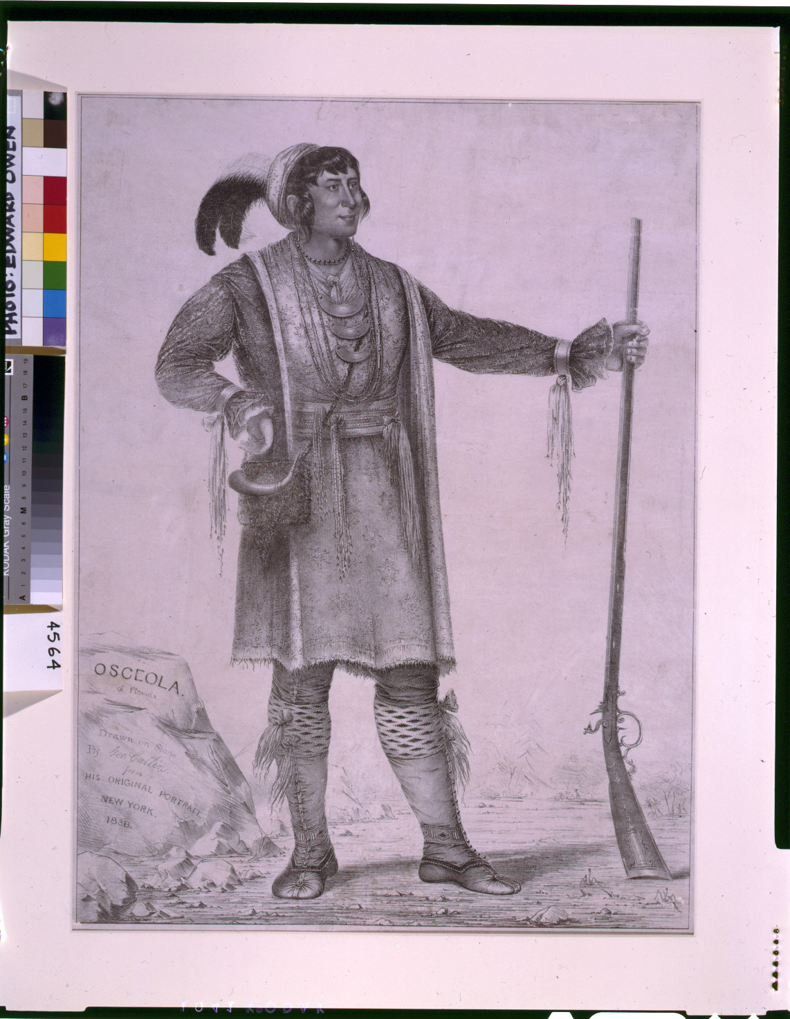 Osceola of Florida / drawn on stone by Geo. Catlin, from his original portrait., New York : 1838. — antique lithograph
