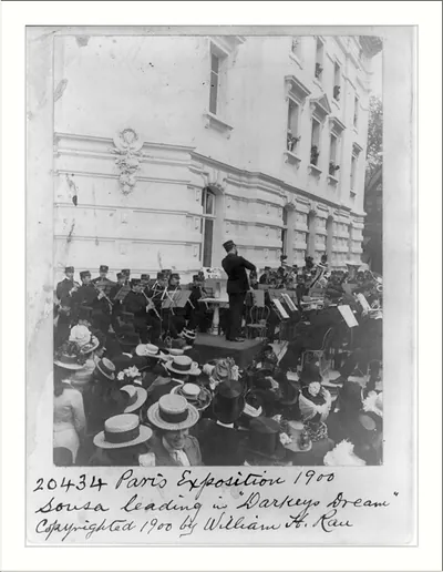 Paris Exposition, 1900. Sousa leading in Darkeys' dream""