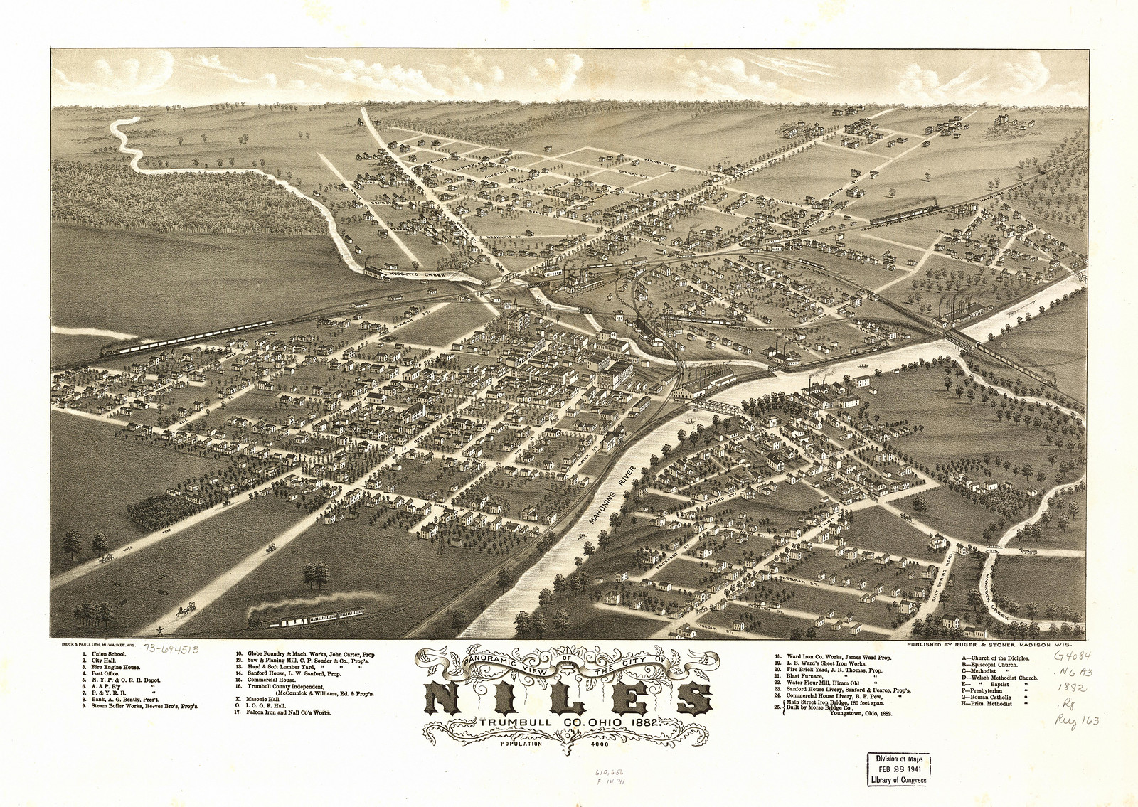 Niles, Ohio, 1882, 1882 — antique map