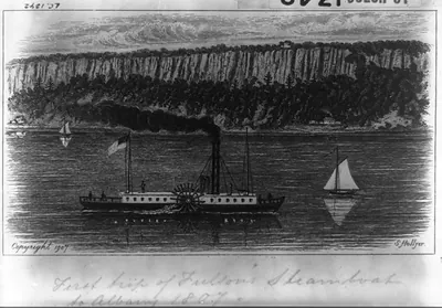 First trip of Fulton's steamboat to Albany, 1807 / S. Hollyer.