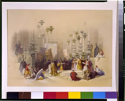 The Stone of Unction Holy Sepulchre March 30th 1839 / David Roberts.