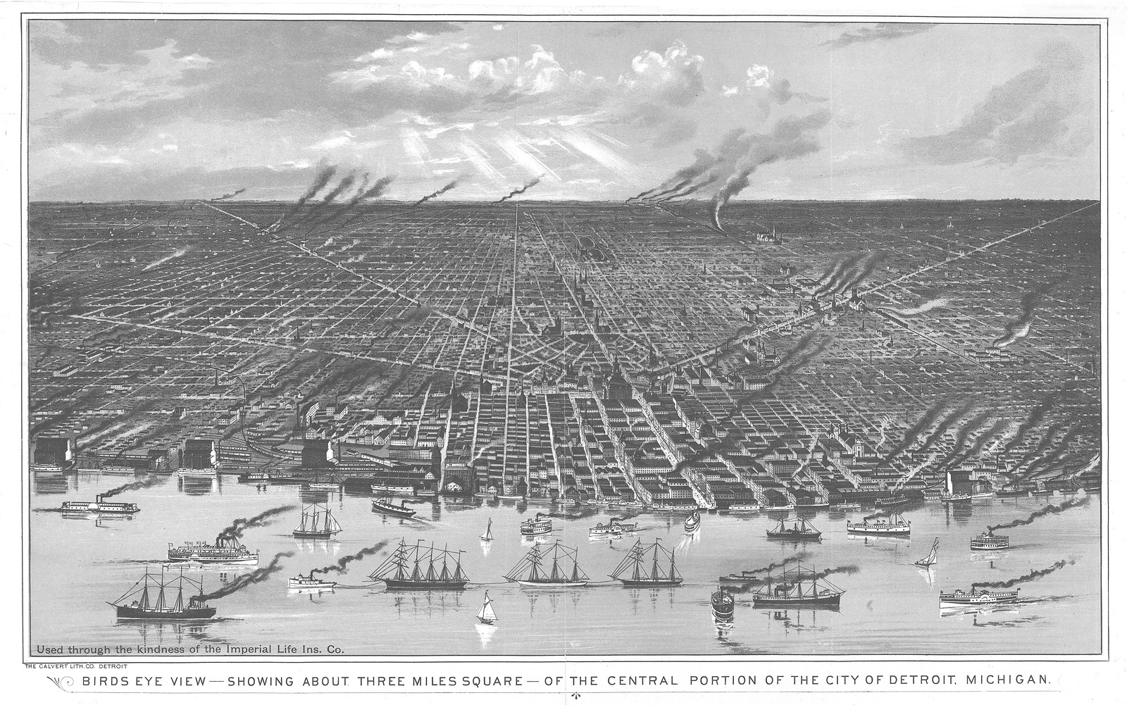 Detroit, Michigan, 1889, 1889 — antique map