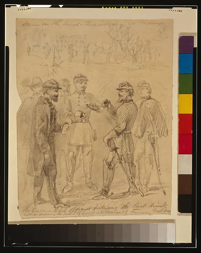 The Union & rebel officers taking the last drink after signing the papers of parole & exchange of prisoners, goodbye