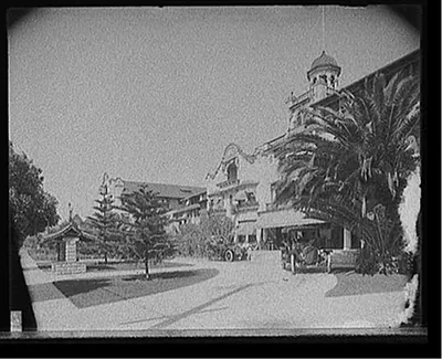 [Mission revival building, probably a hotel, California]