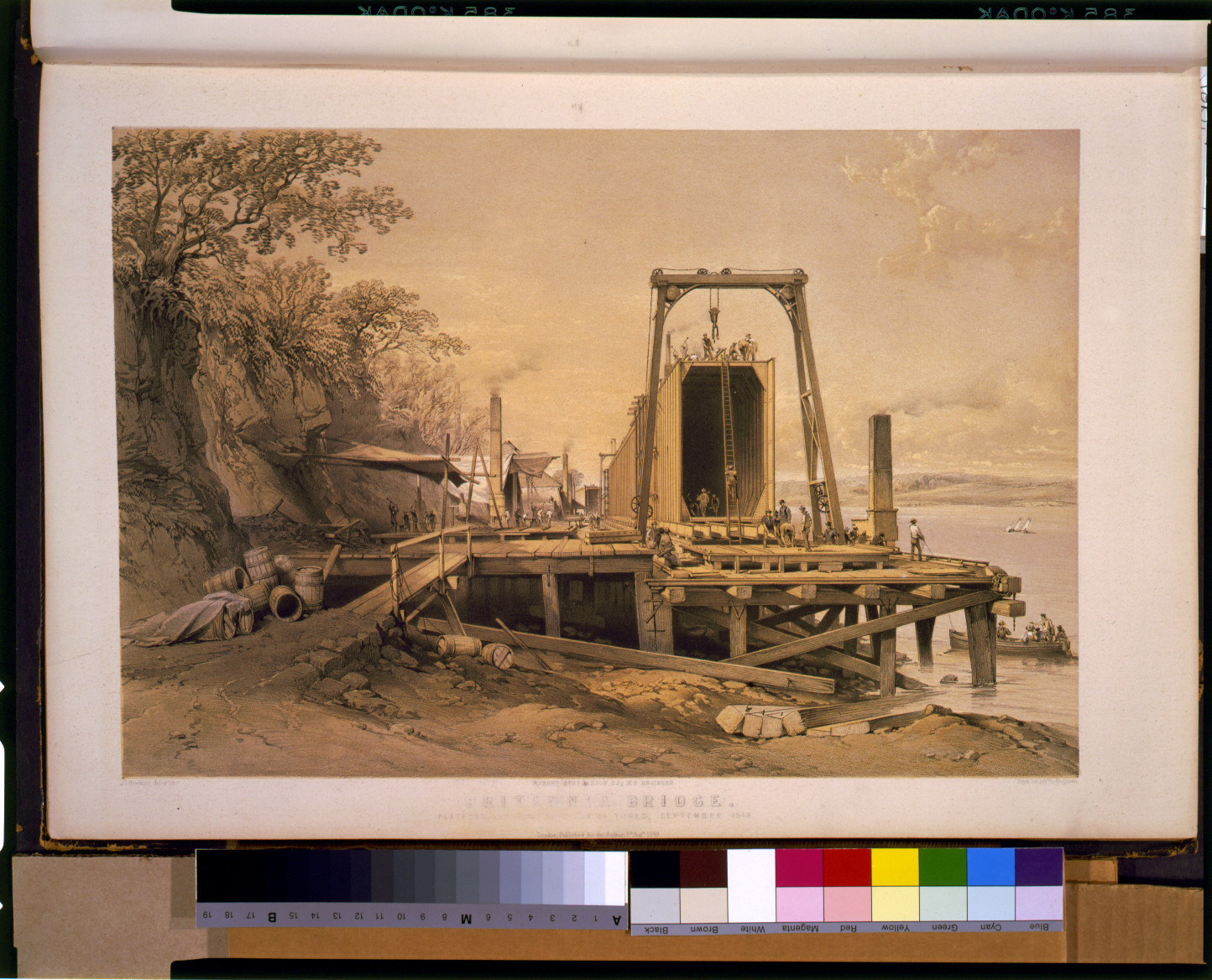 Britannia Bridge--Platform ... of tubes, September 1848 / G. Hawkins, del. et lith. ; Day & Son lithrs. to the queen., London : Published for the author, 1849. — antique lithograph