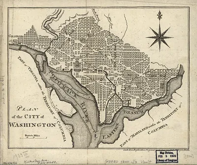 Plan of the City of Washington, 1800 map