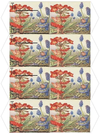 Flower fairy gift tags with To and From lines