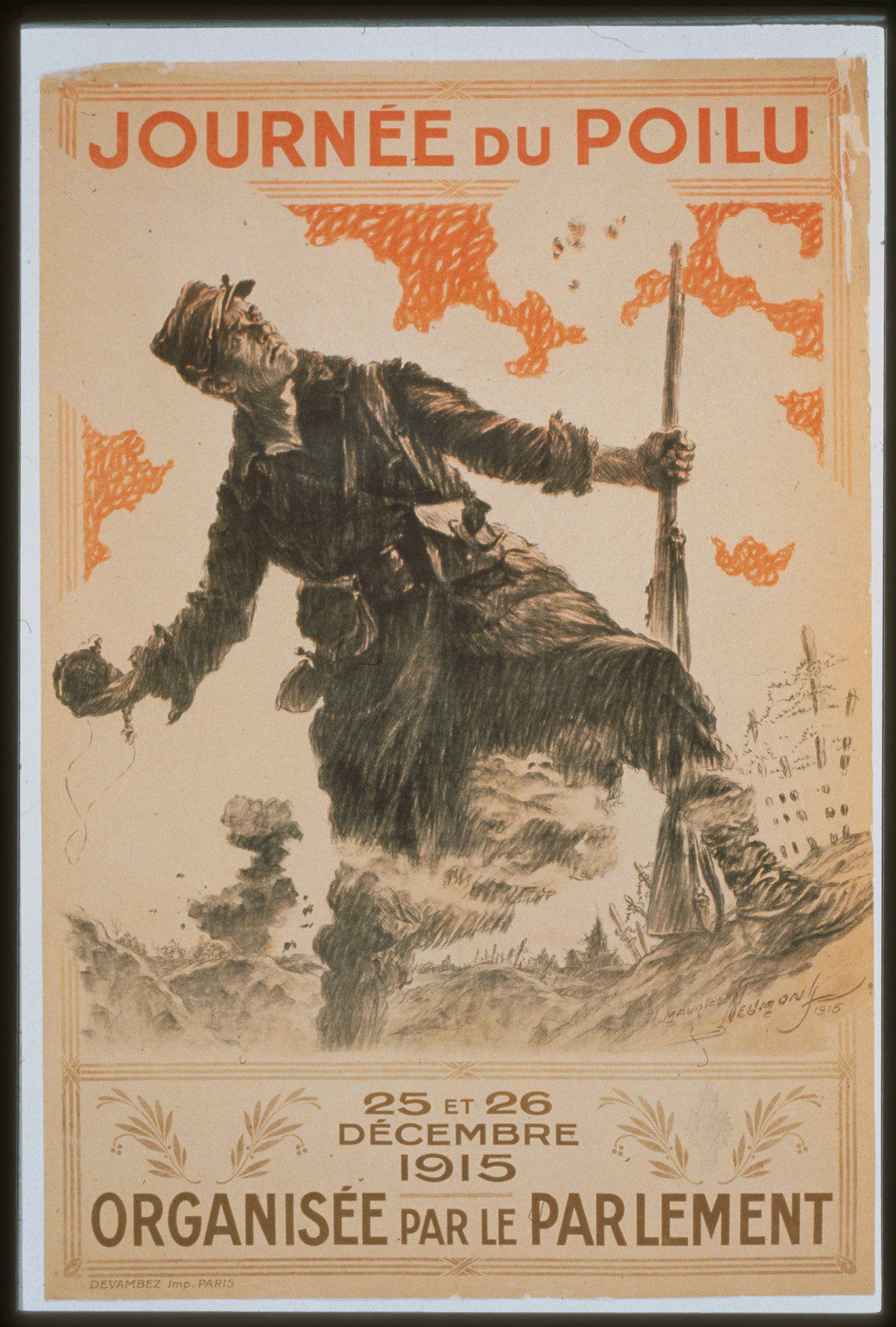 Journeacutee du Poilu. 25 et 26 deacutecembre 1915. Organiseacutee par le parlement, 1915 — vintage poster
