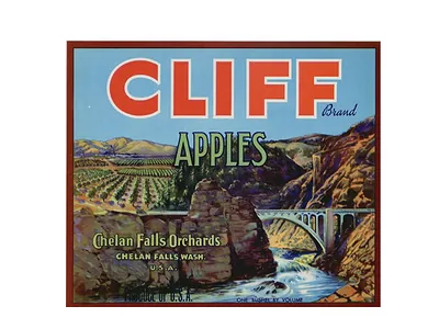CLIFF Brand Apples crate label, Chelan Falls Orchards