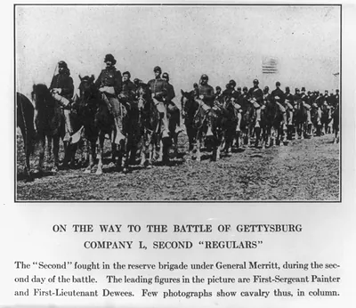 On the way to the Battle of Gettysburg. Company L, Second Regulars""