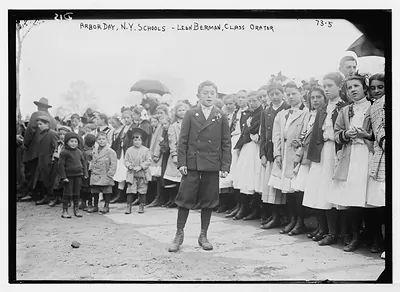 Leon Berman, Class orator on Arbor Day, N.Y. Public Schools, New York
