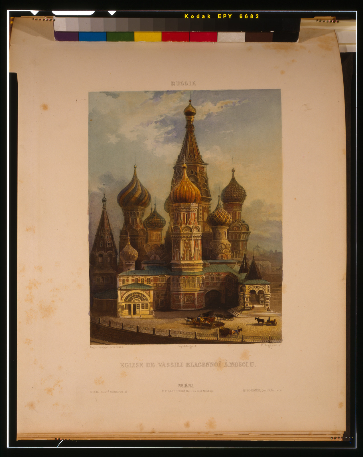 Eglise de Vassili Blagennoï à Moscou / daguérreotype, Lerebours ; Imp. de Bougeard ; P. Legrand, sc., 1842 — historic print