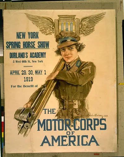 New York Spring horse show, Durland's Academy ... New York, April 29, 30, May 1, 1919, for the benefit of the Motor-corps of America / Howard Chandler Christy.