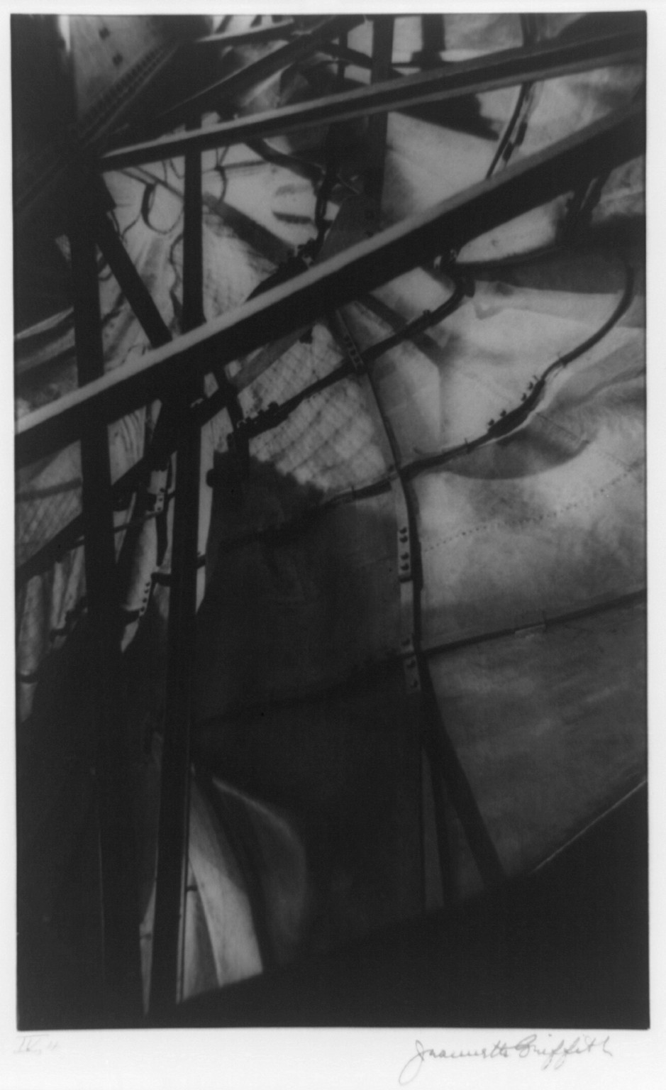 [Interior details of the Statue of Liberty: Drapery clasp at the left shoulder], [1938?] — historic photograph