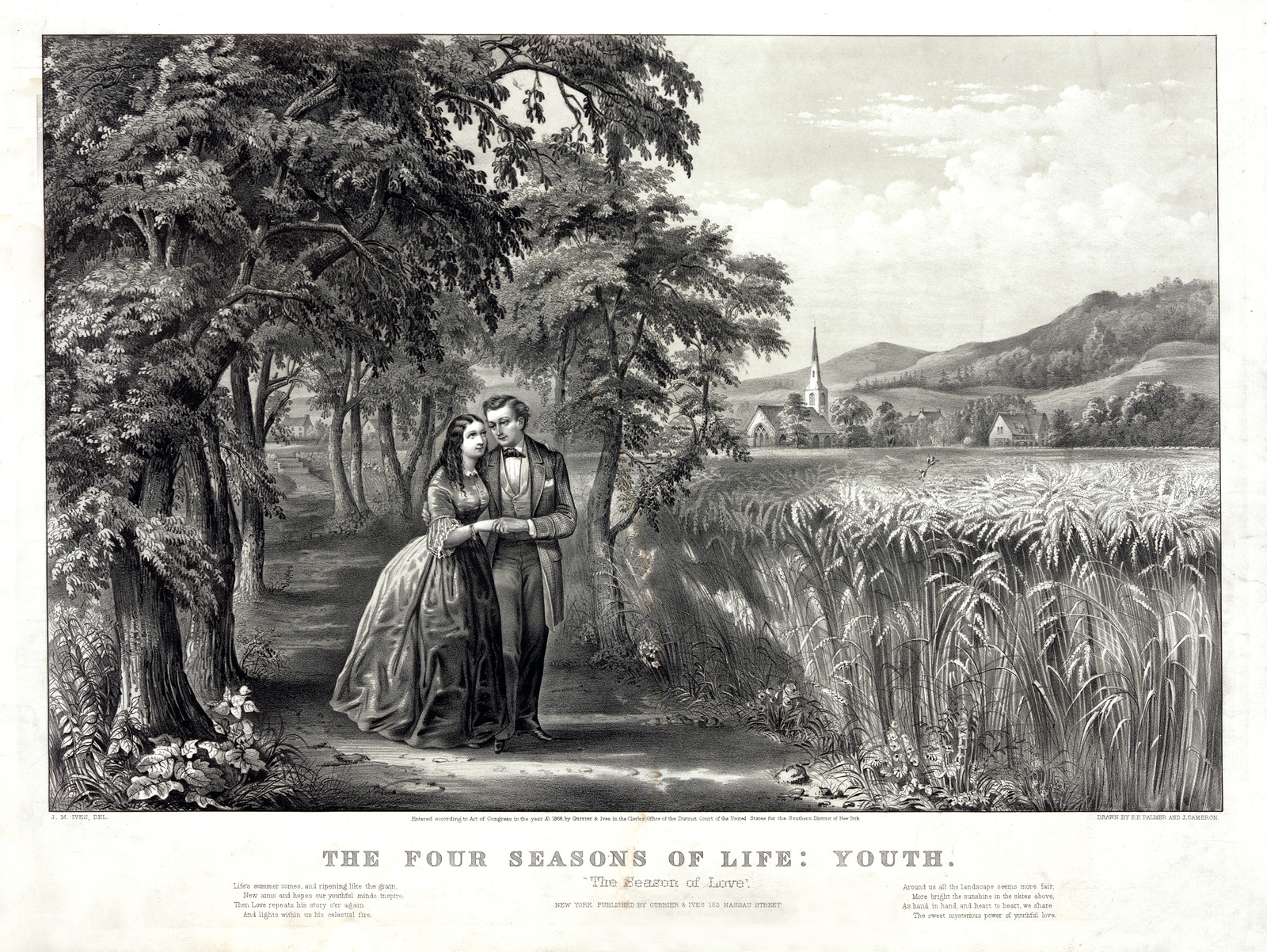 The Four Seasons of Life: Youth, 1868 — antique lithograph