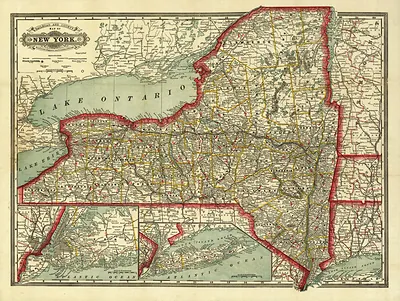 Railroad and County Map of New York