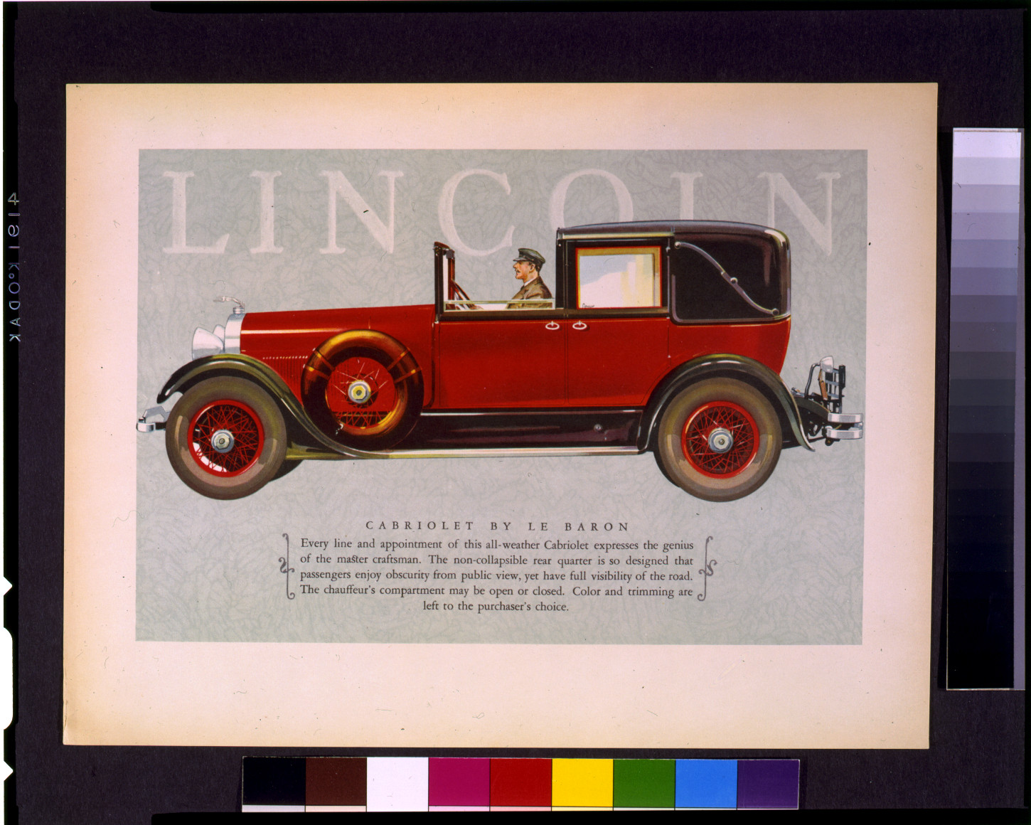 Lincoln. Cabriolet by Le Baron, [between 1927 and 1934] — historic print