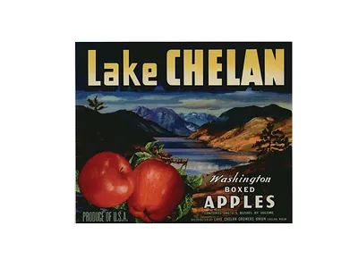 Lake Chelan Washington Boxed Apples crate label