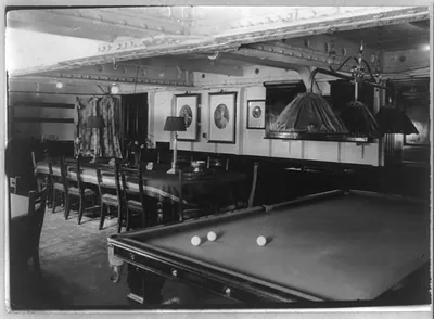Dining and billiard room on British ship, RENOWN