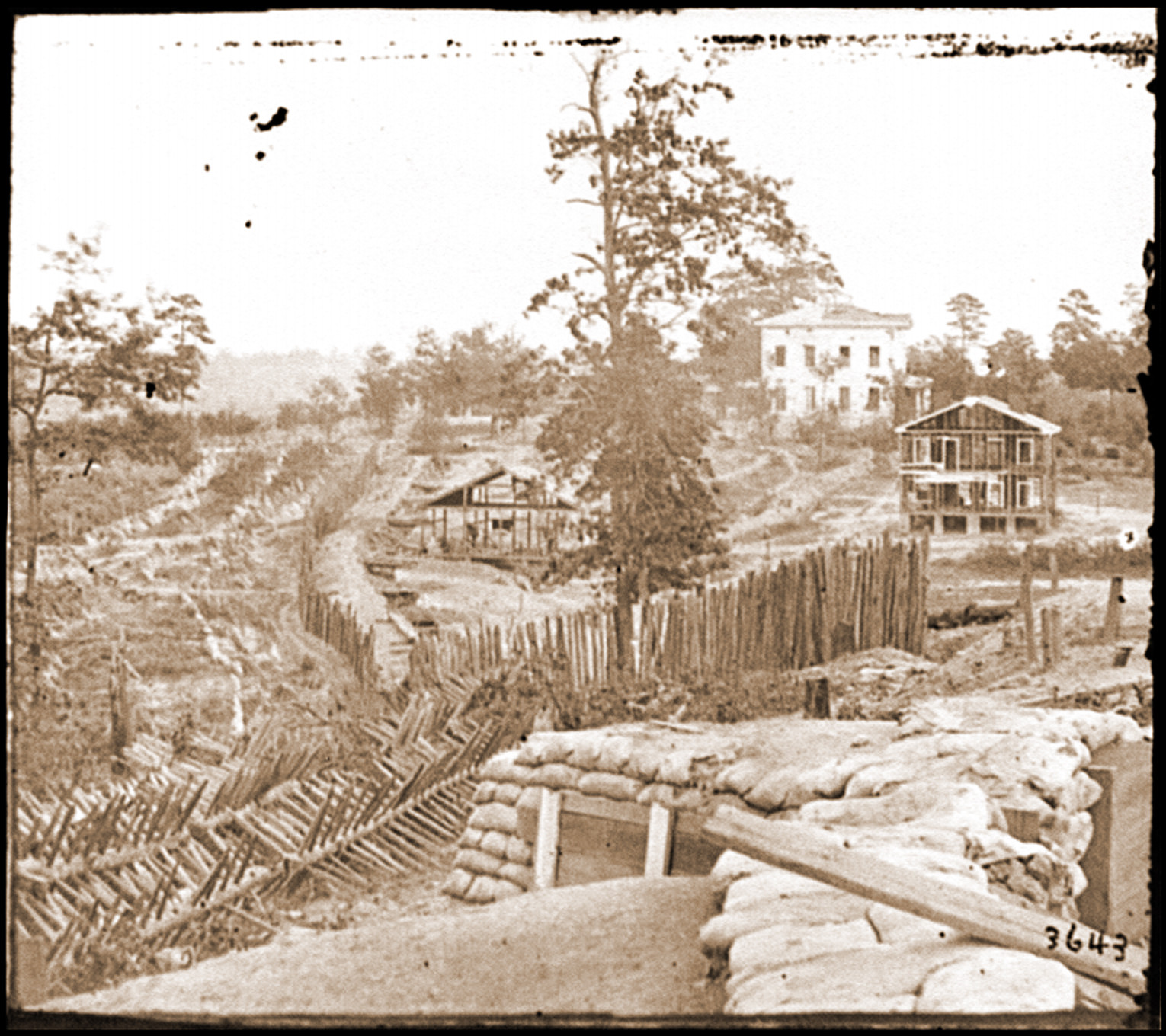 Atlanta Ga. Confederate palisades and chevaux-de-frise near Potter house, 1864 — historic photograph
