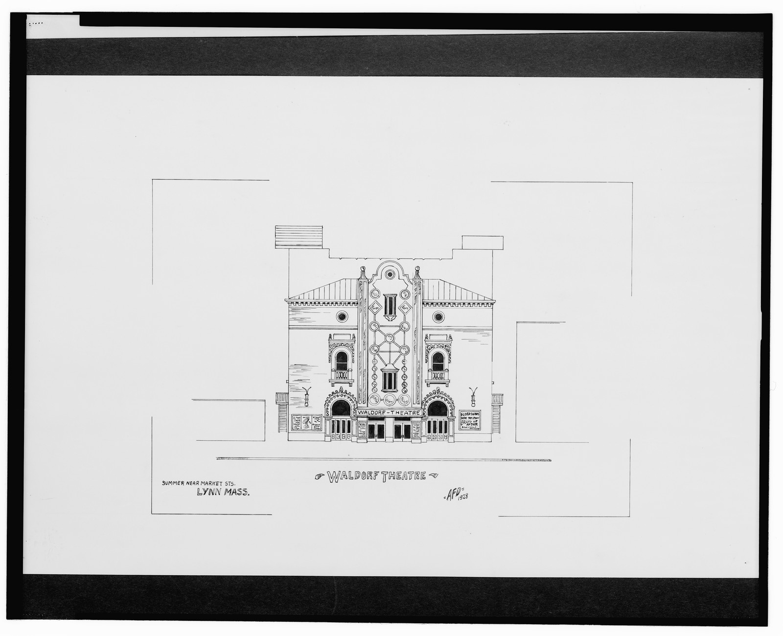 [Waldorf Theatre, Summer St. near Market St., Lynn, Massachusetts] / AFD 1928., And Engineering (ADE) Drawings — vintage poster