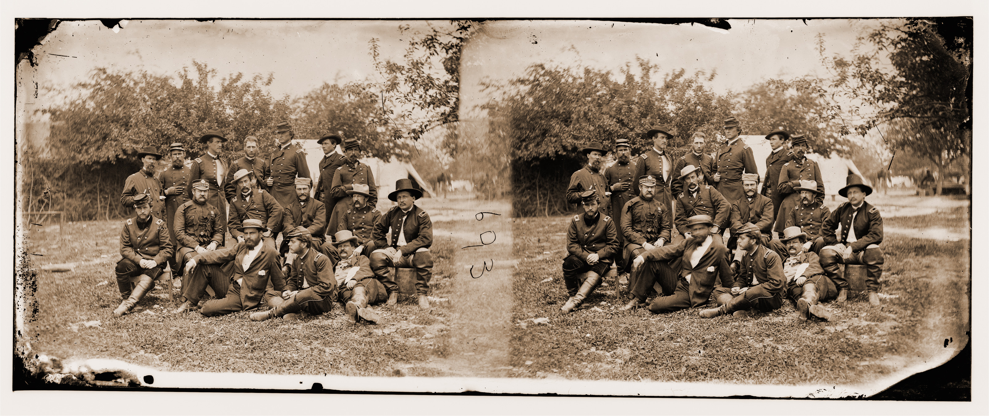 Falmouth Virginia. Lord William Abinger and group of officers at headquarters Army, 1863 — historic photograph
