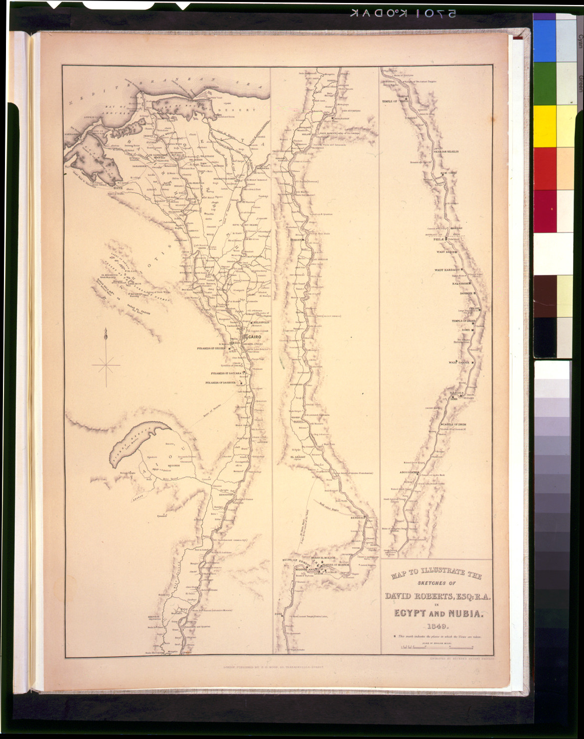 Map to illustrate the sketches of Egypt and Nubia, 1849. Obelisk of Heliopolis 1839 / David Roberts, R.A., [published between 1846 and 1849] — antique map