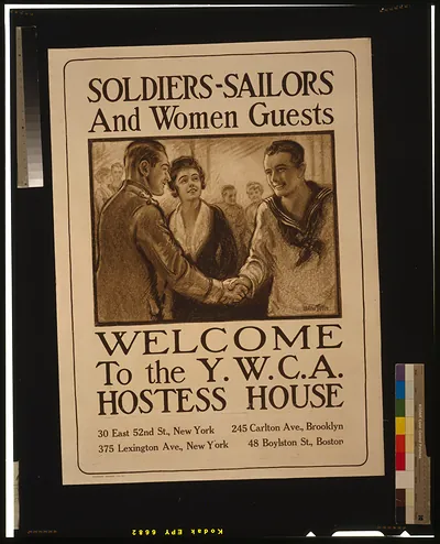 Soldiers-sailors and women guests - Welcome to the Y.W.C.A. hostess house / Walter Tittle.