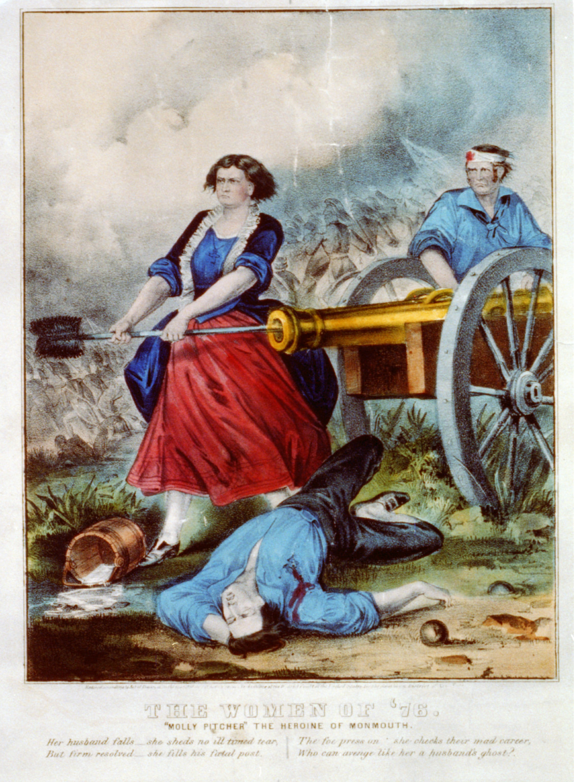 The women of '76: Molly Pitcher" the heroine of Monmouth", New York : Published by Currier & Ives, [between 1856 and 1907] — antique lithograph