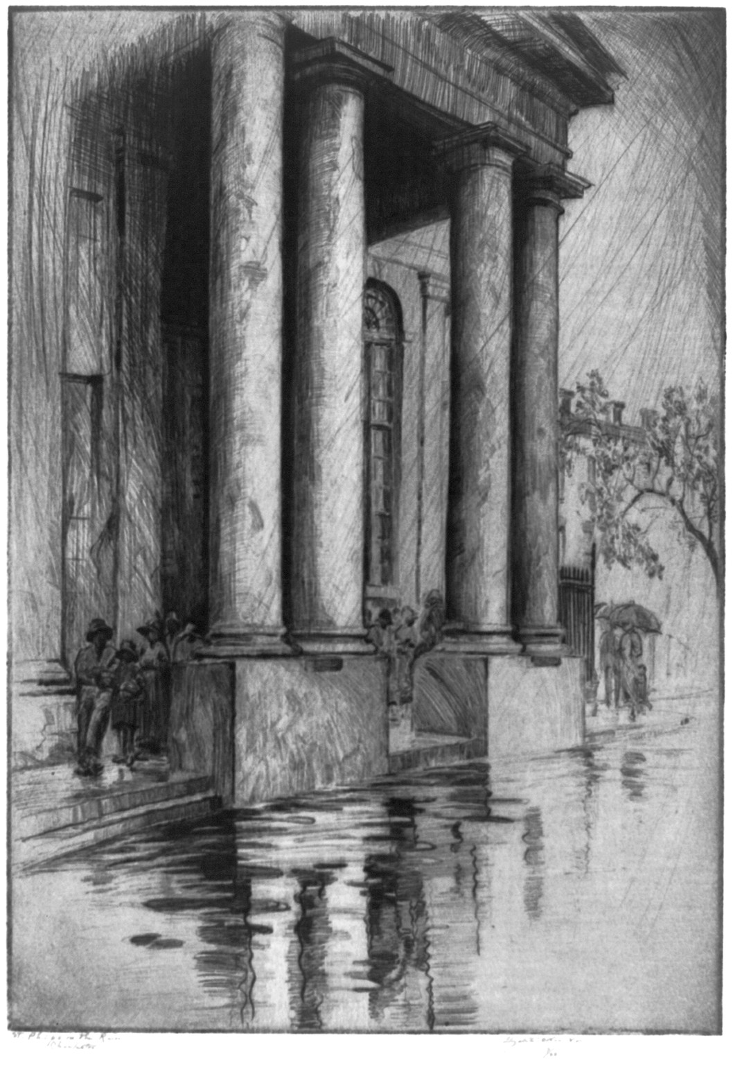 St. Philip's in the rain, Charleston, [ca. 1930] — historic print