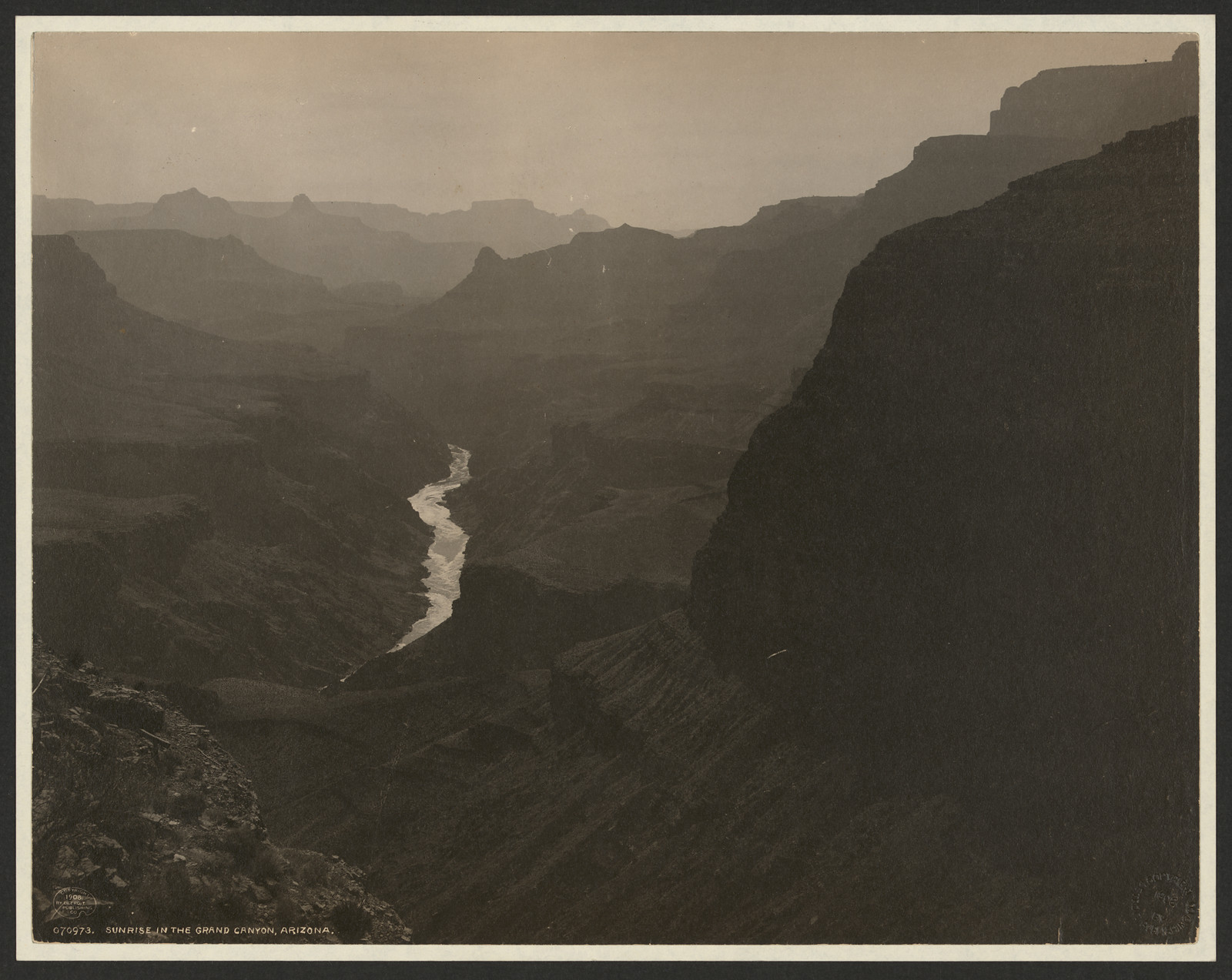 Sunrise in the Grand Canyon, Arizona — historic image