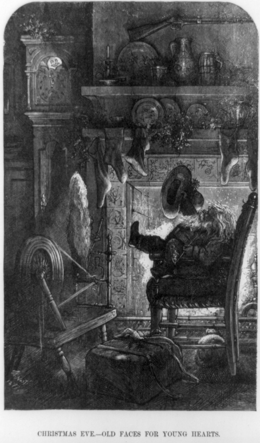 Christmas Eve--old faces for young hearts / Th. Nast, 1877., [1890?] — antique engraving