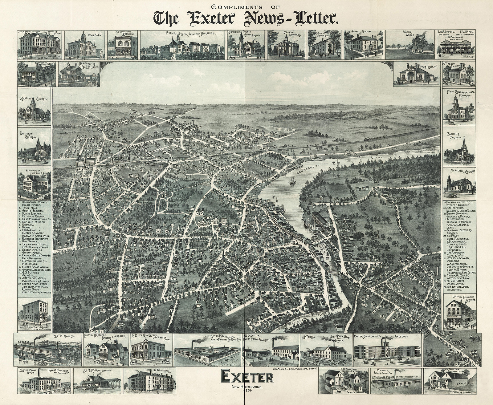 Exeter, New Hampshire, 1896, 1896 — antique map
