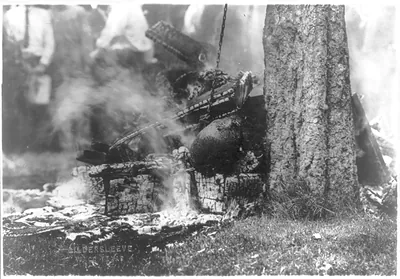 [Close-up of charred corpse of Jesse Washington, laying on ground, after lynching, Waco, Texas, May 15, 1916]